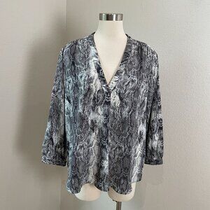 Vince Camuto Womens Plus XXL Snake Print Blouse V Neck Shirt Top